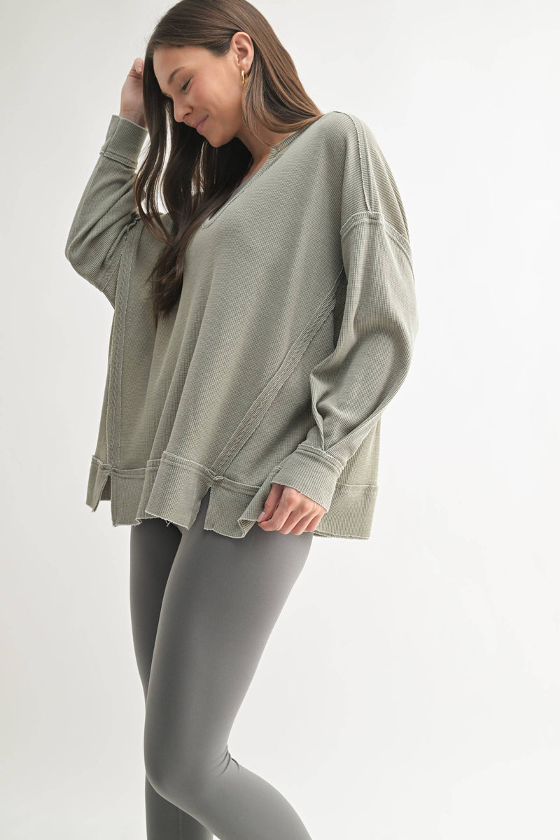 Waffle Knit Oversized:PLUM
