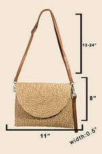 Straw Braided Crossbody Envelope Bag: NATURAL