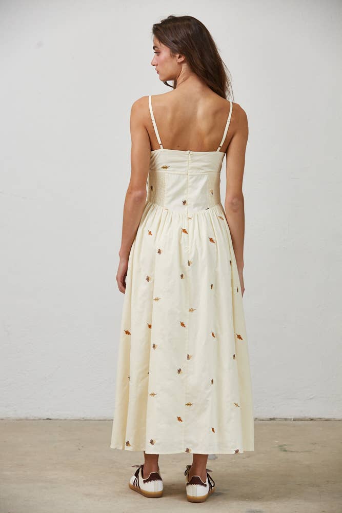Leaf Maxi Dress: Beige