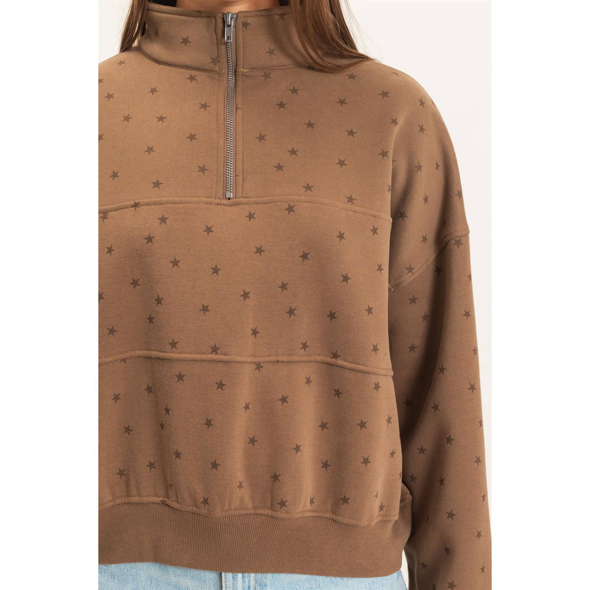 Star Print Sweatshirt: Mocha