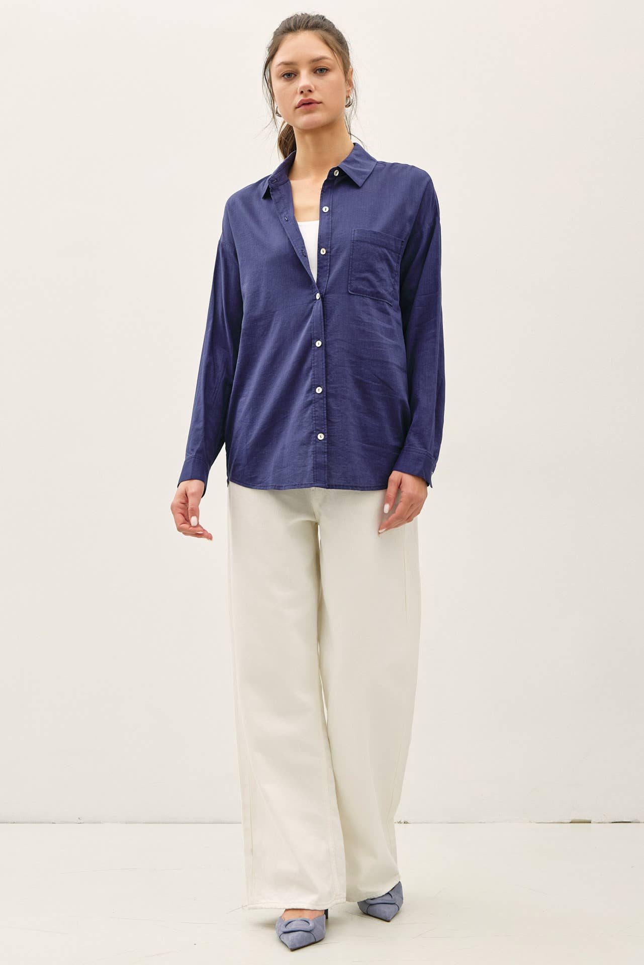 Kolly Oversized Button Up: Navy