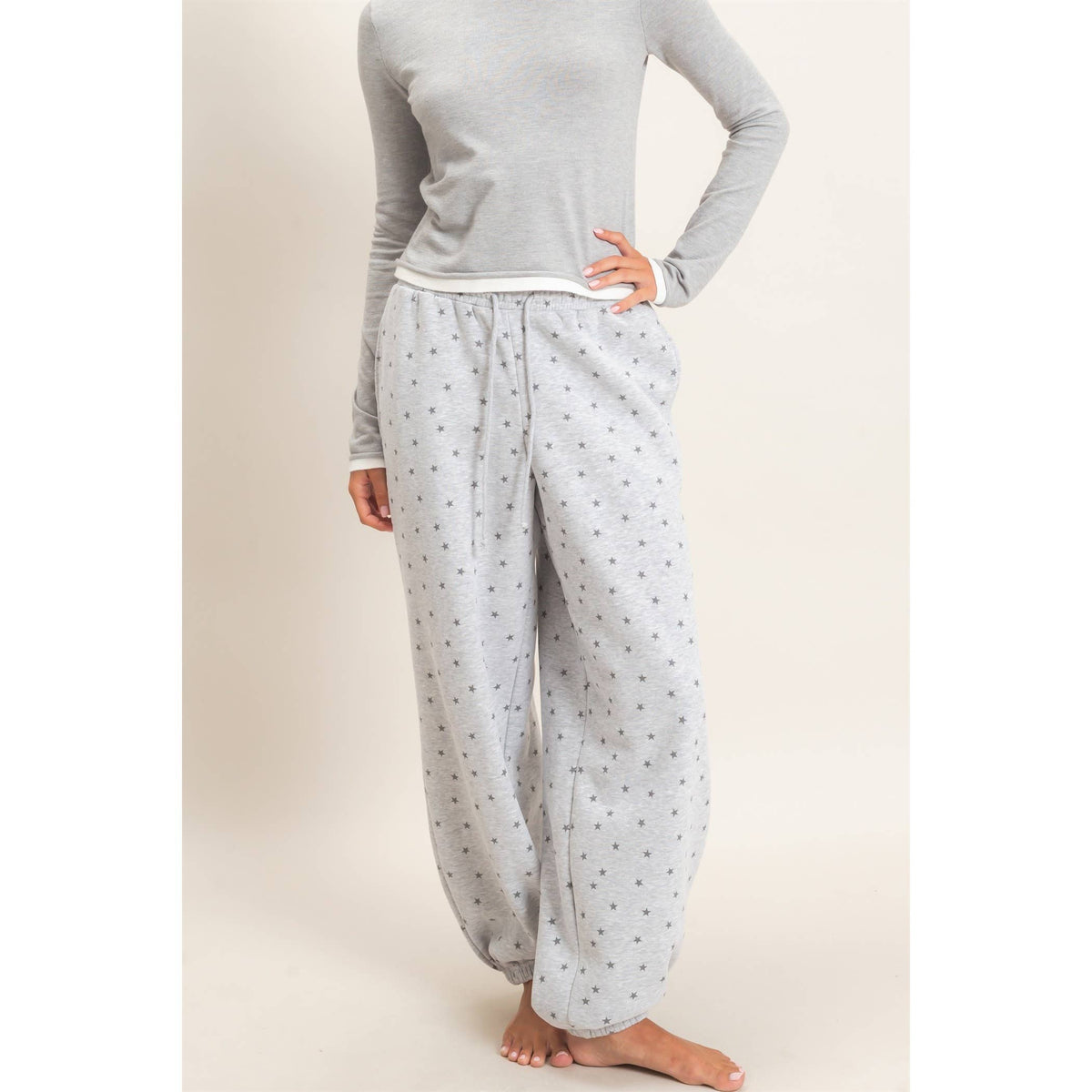 Star Print Jogger: H. Gray