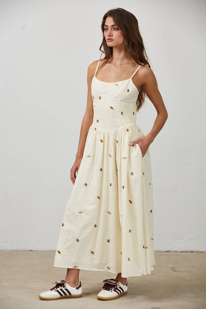 Leaf Maxi Dress: Beige