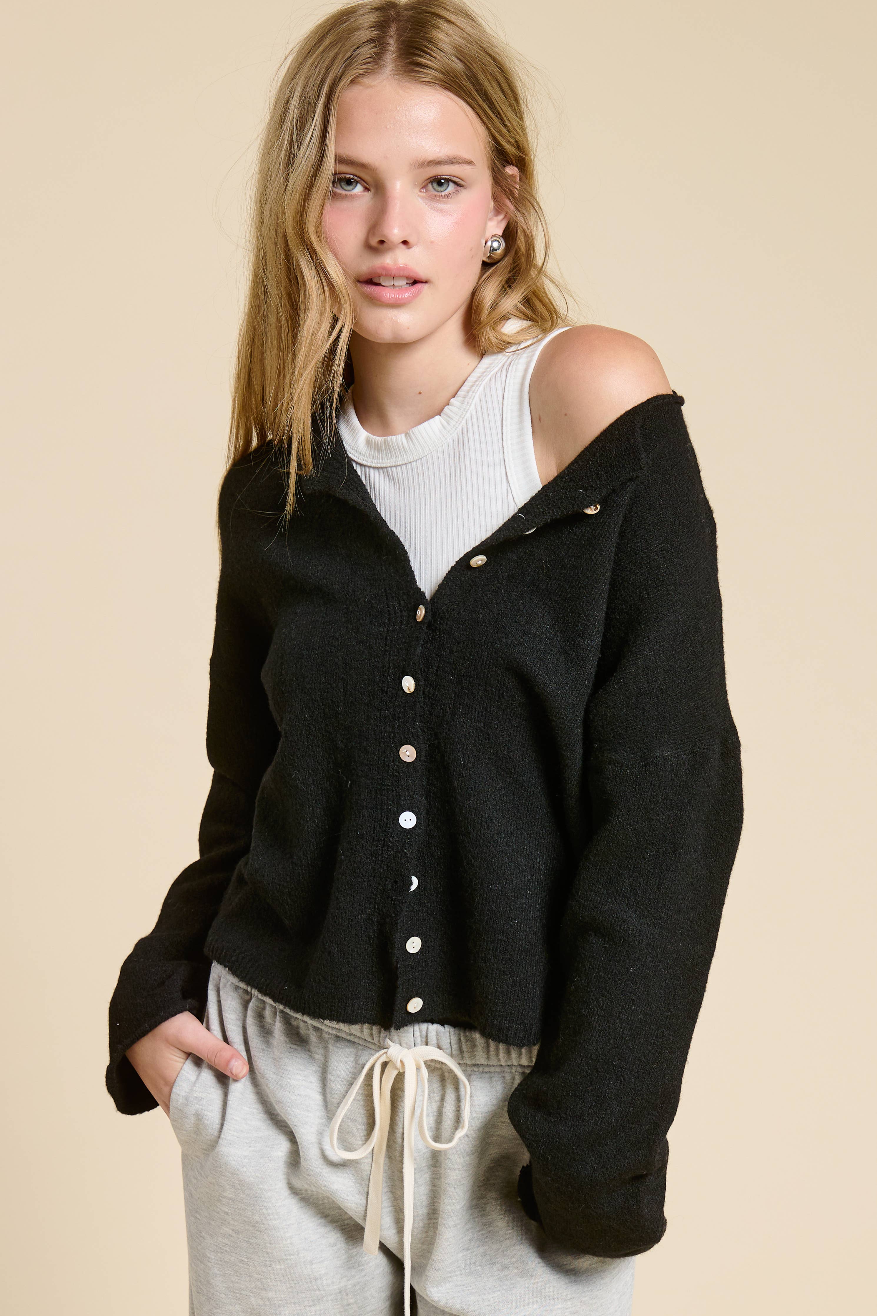 Essential Cardigan: Black
