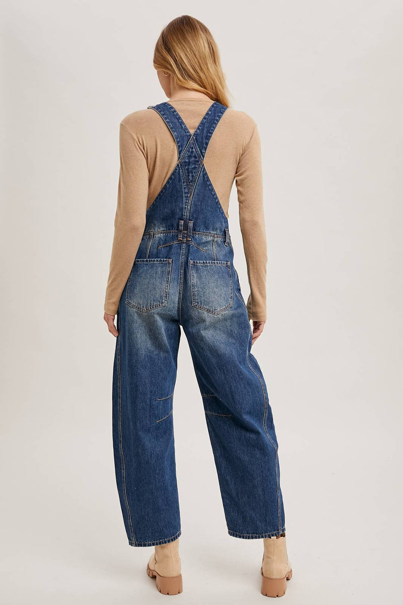 DENIM BARREL OVERALLS