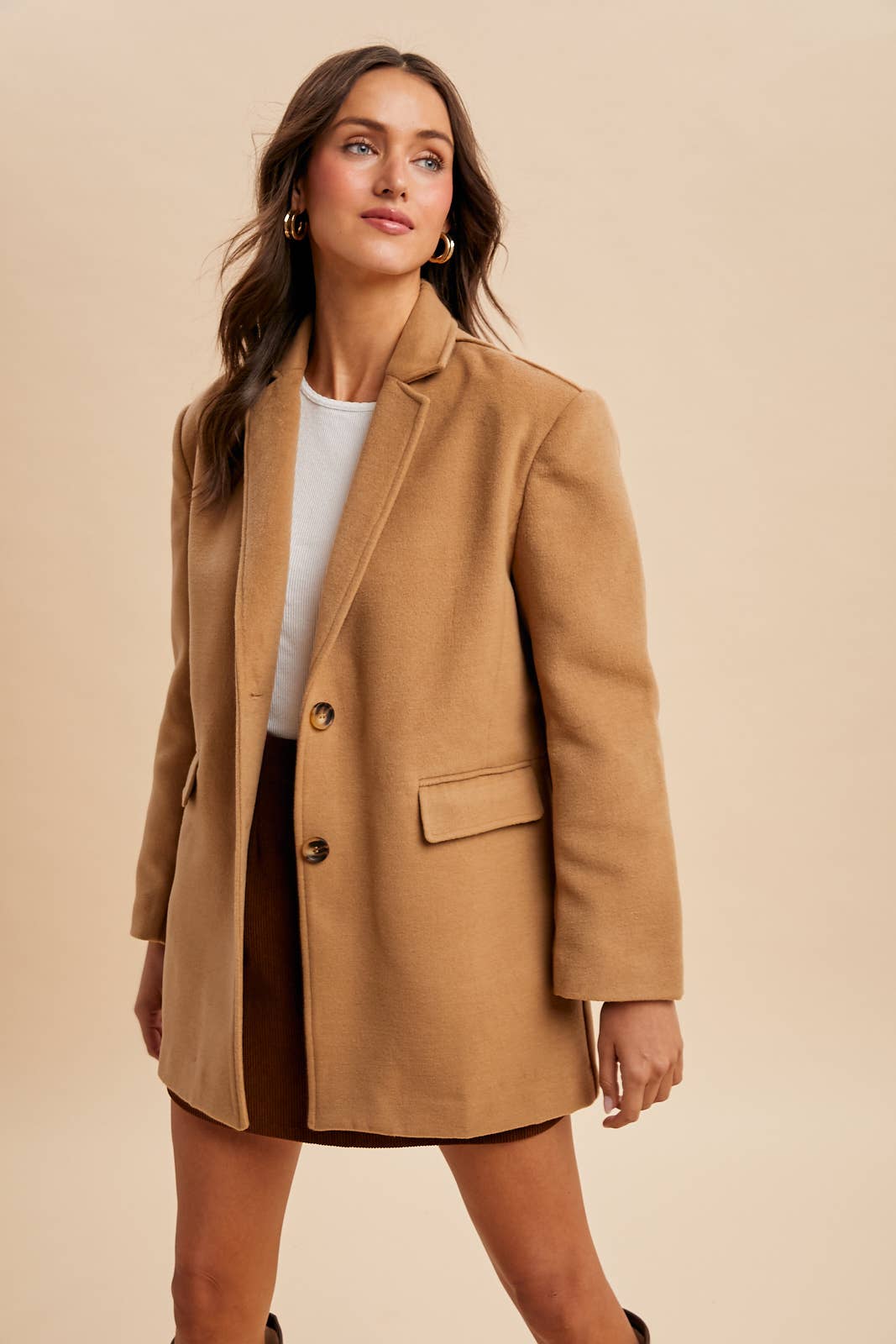 Oversized Longline Blazer: Fawn