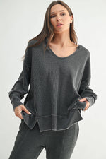 Waffle Knit Oversized:PLUM