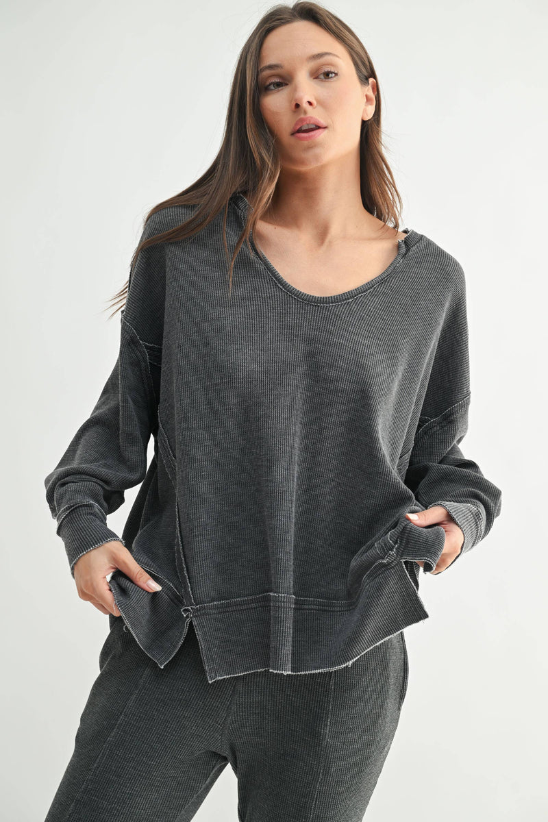 Waffle Knit Oversized:PLUM
