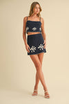 Linen Embroidery Set: NAVY