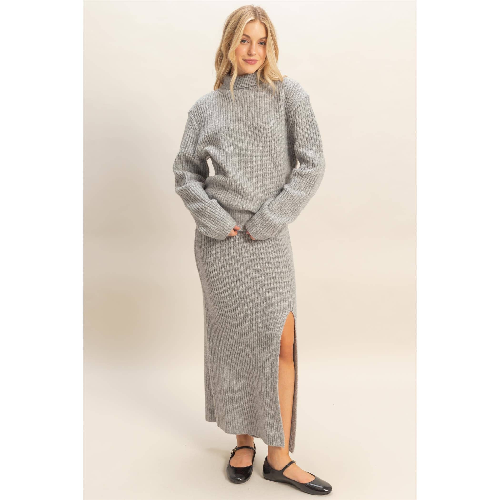 Ribbed Sweater Set: H.Gray