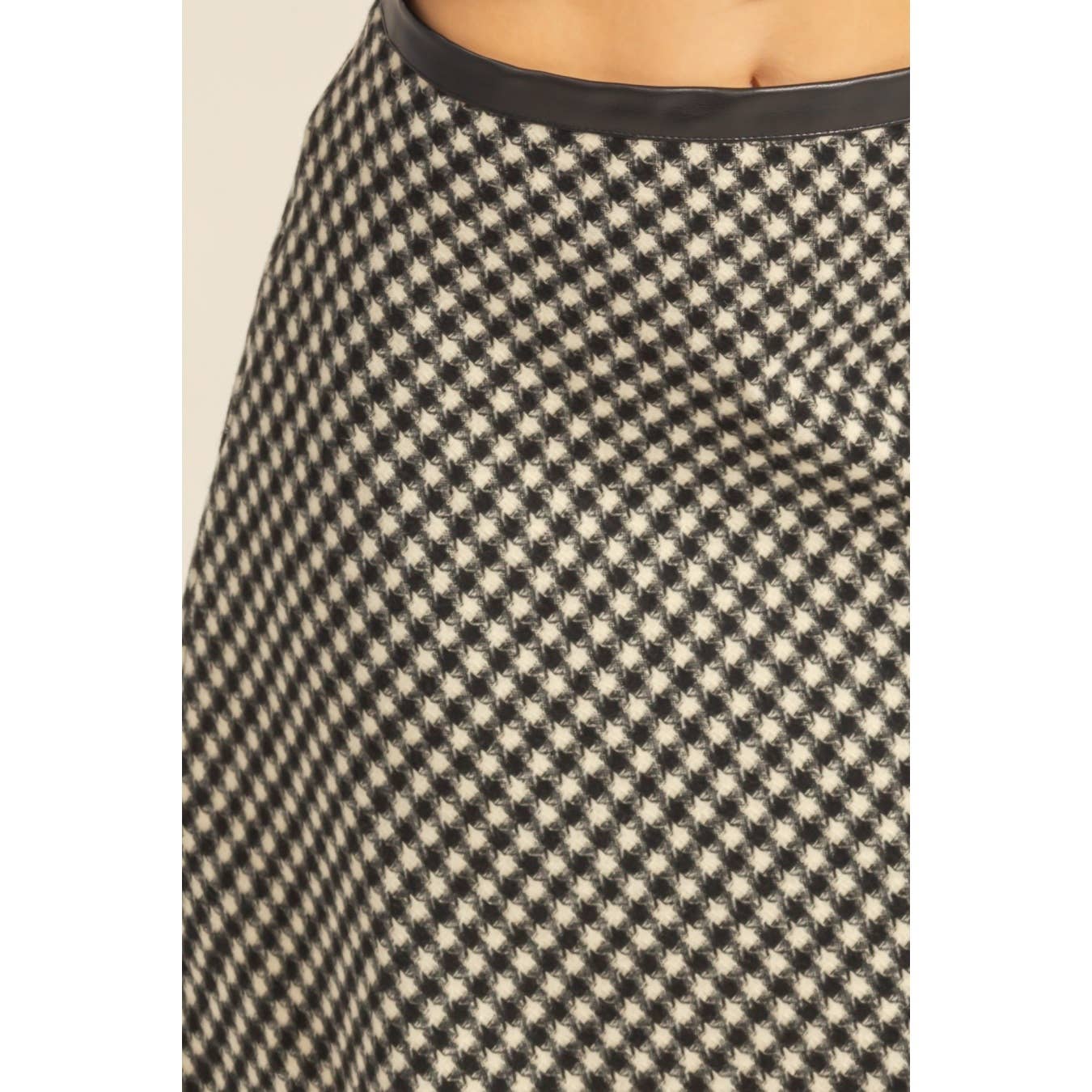 Checkered Midi Skirt: Black