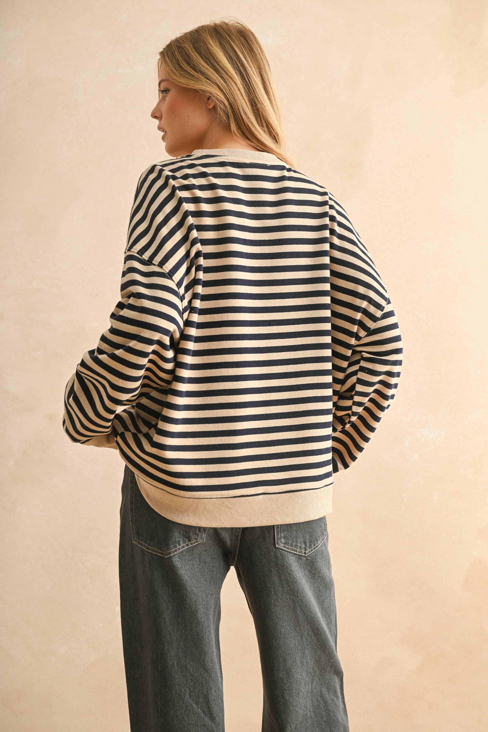 Striped Pullover: Red/Gray