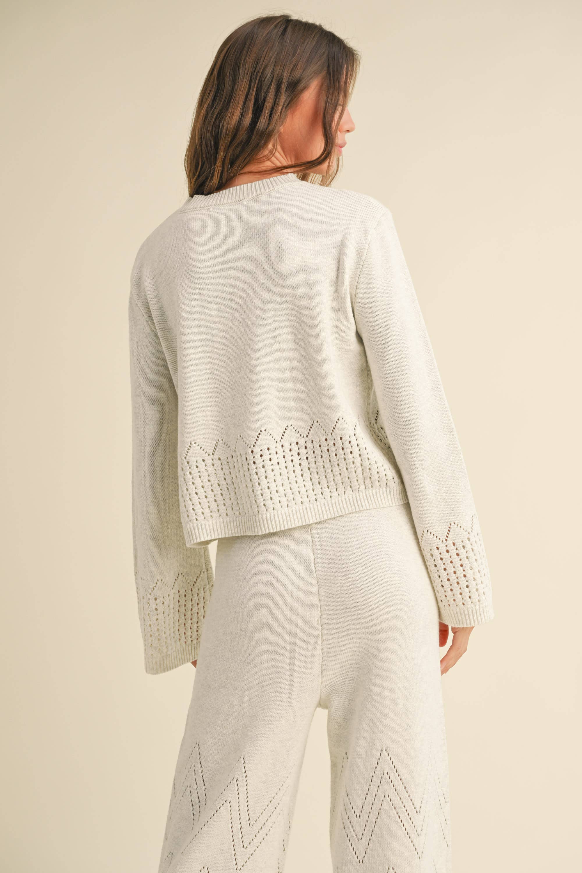 Border Crochet Knitted Set: Oatmeal