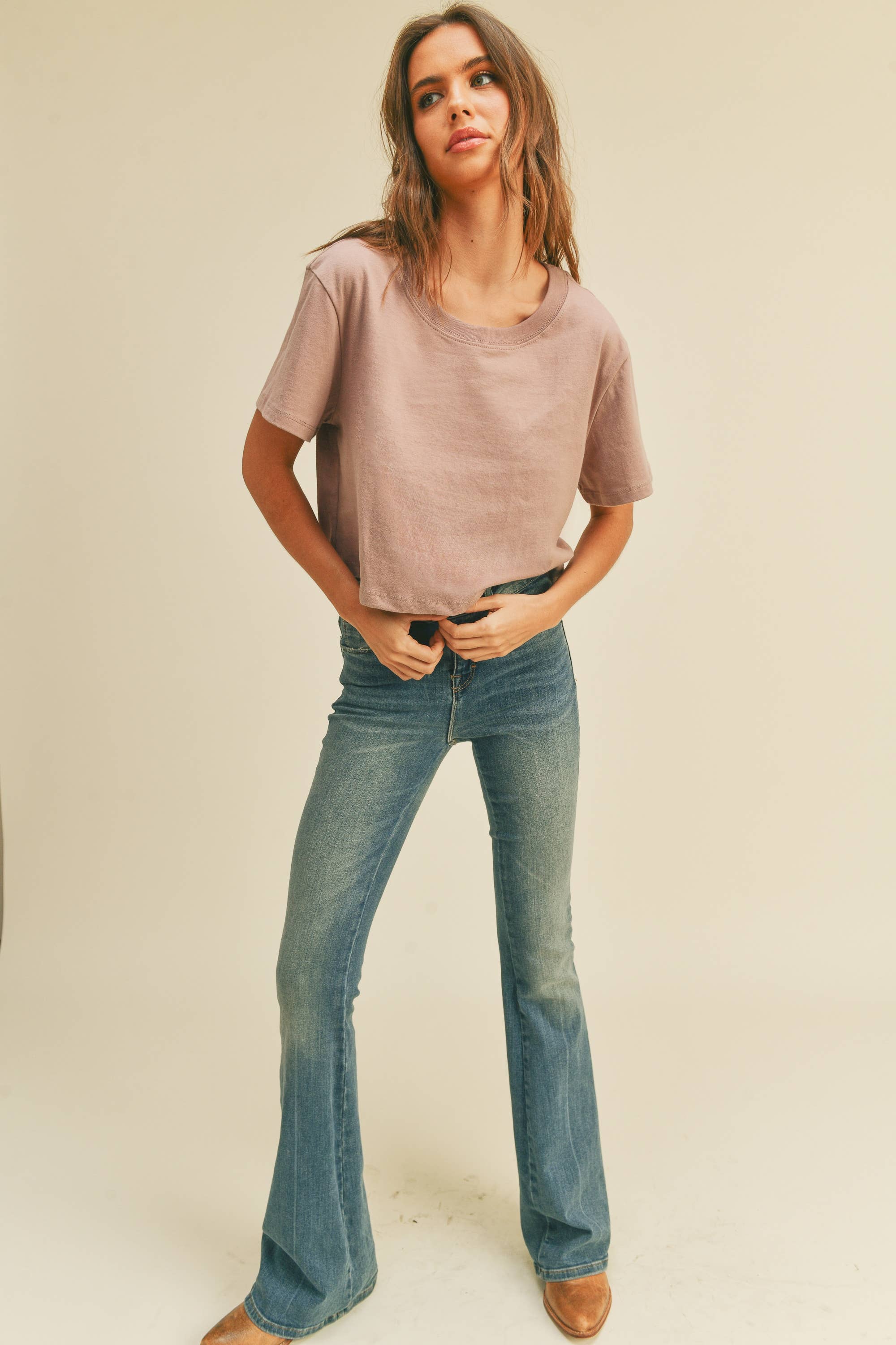 Blank Short Cropped T-Shirt: Antler