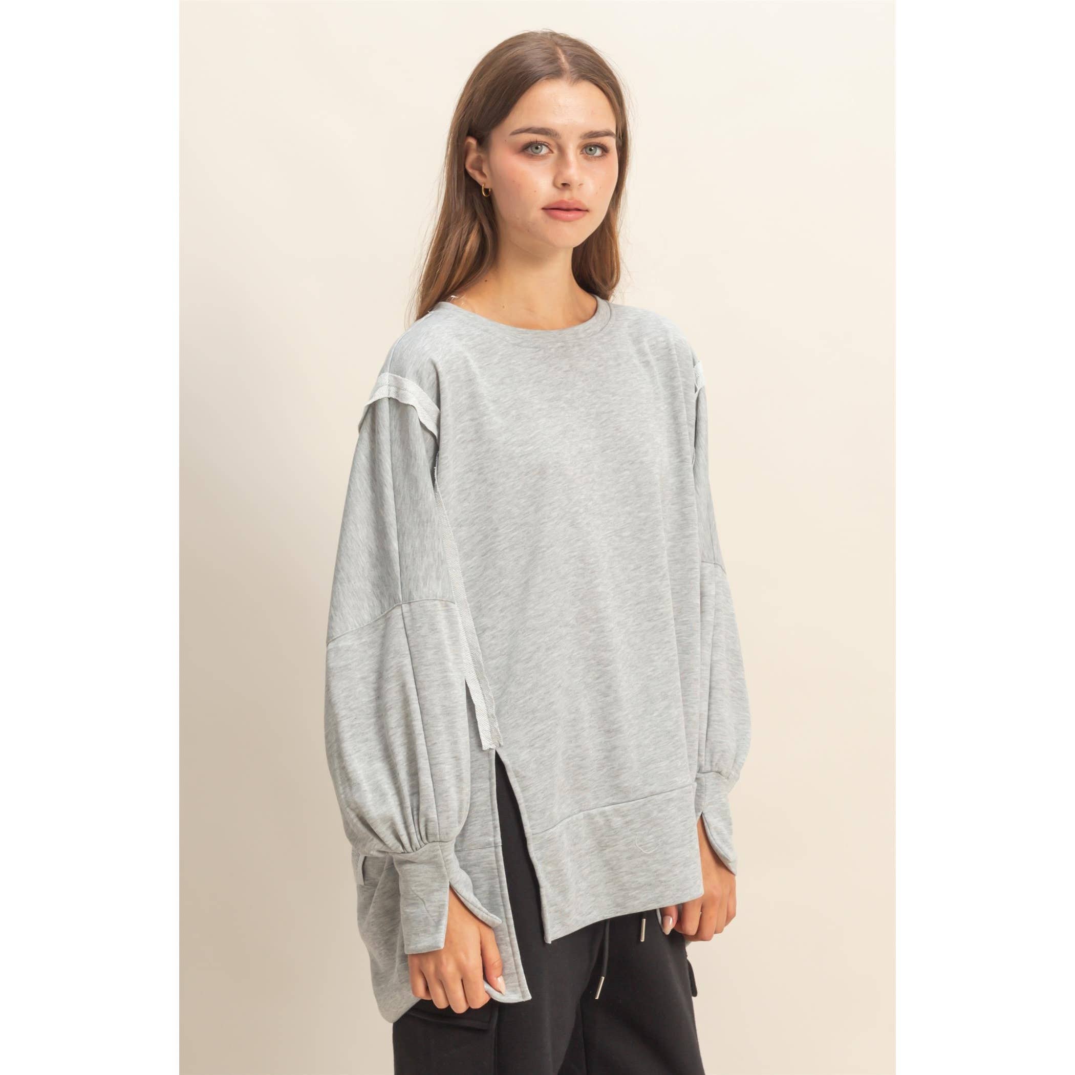 Unique Cuff Top:H.Gray