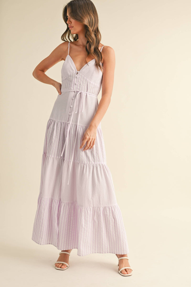 Striped Maxi Dress: LAVENDER