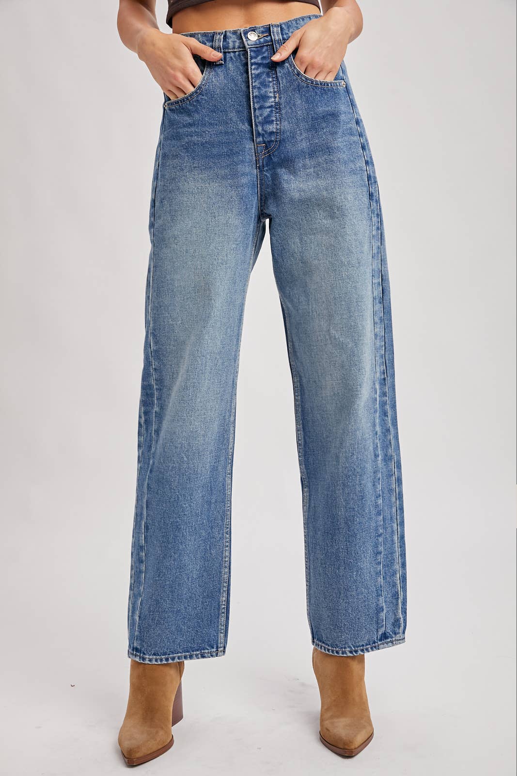 High-Rise Medium Wash Jeans: