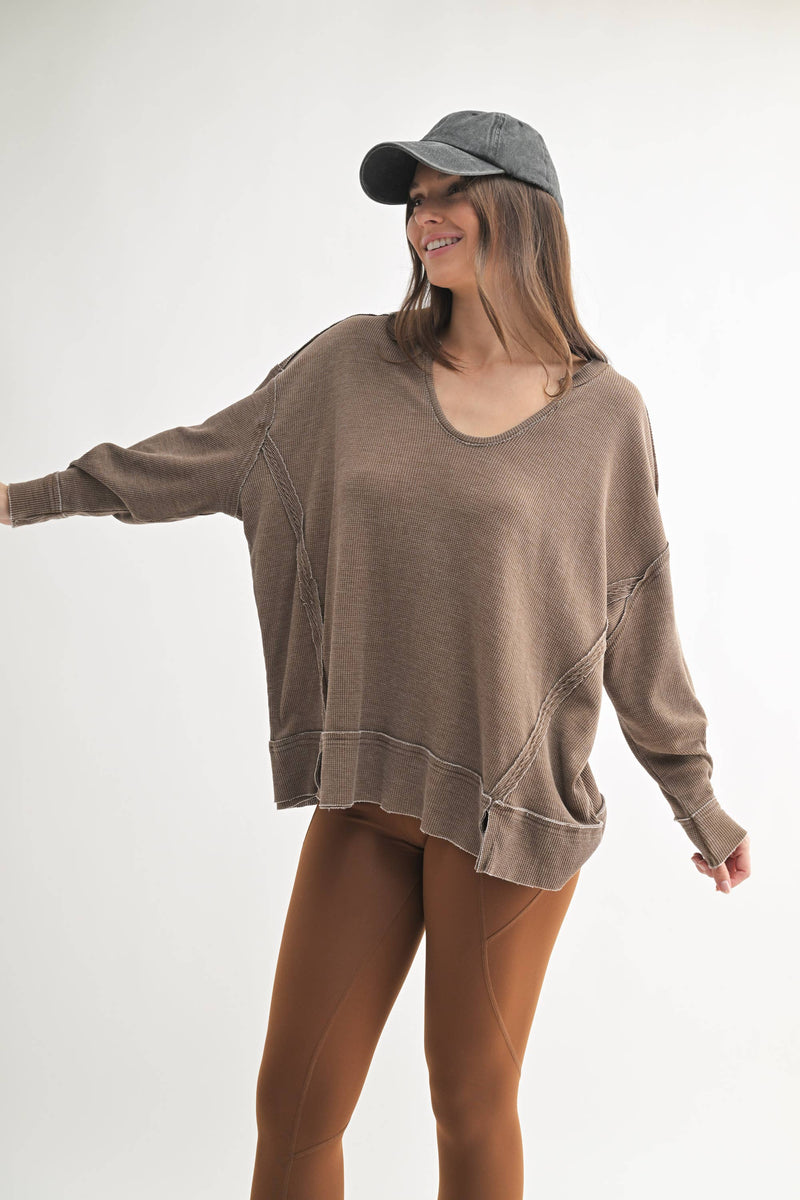 Waffle Knit Oversized:PLUM