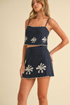 Linen Embroidery Set: NAVY