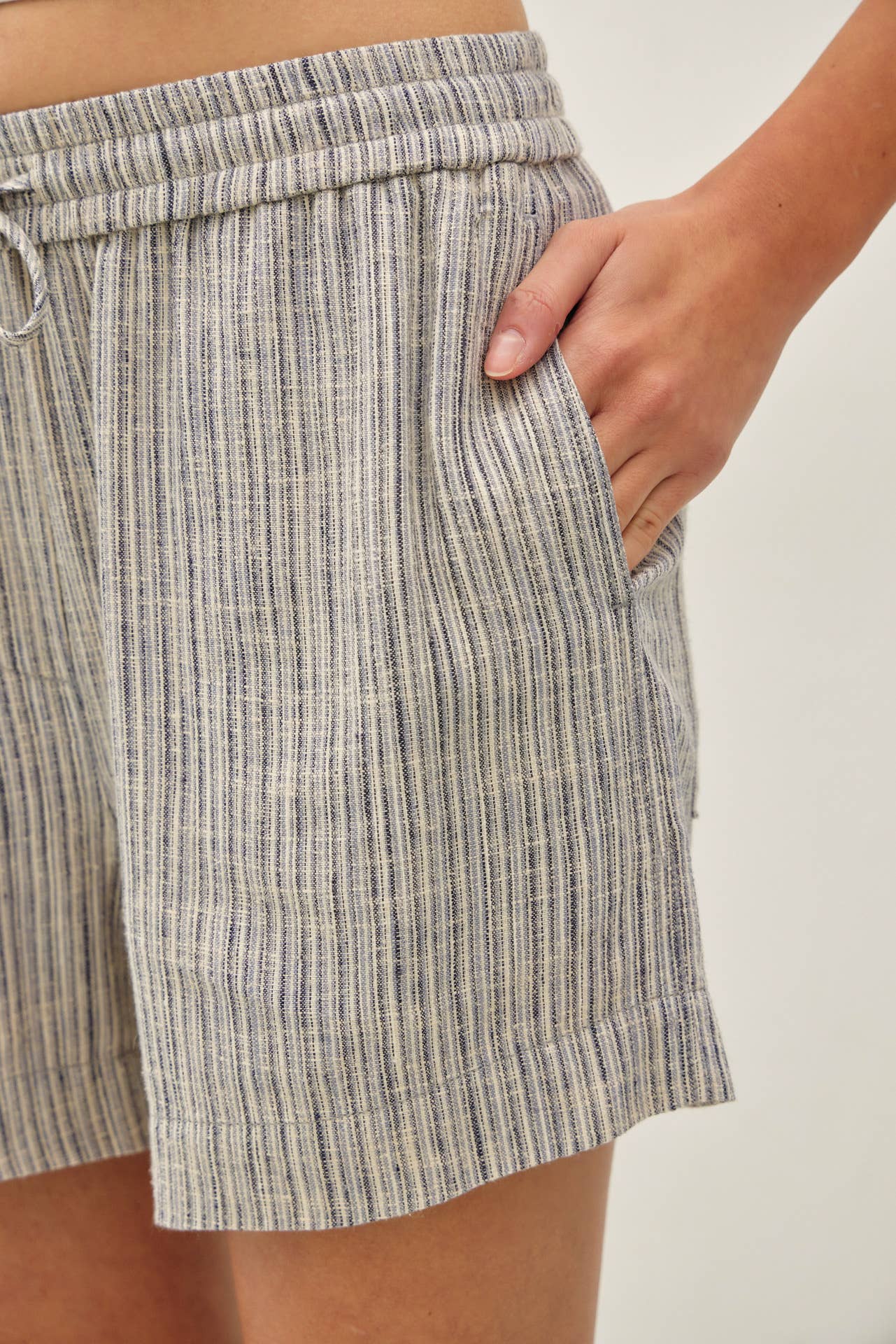 Striped Pull On Shorts: Slate