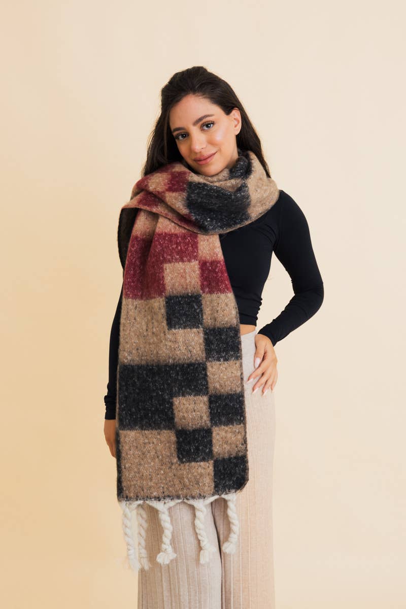 Multi Colored Checkered Scarf: