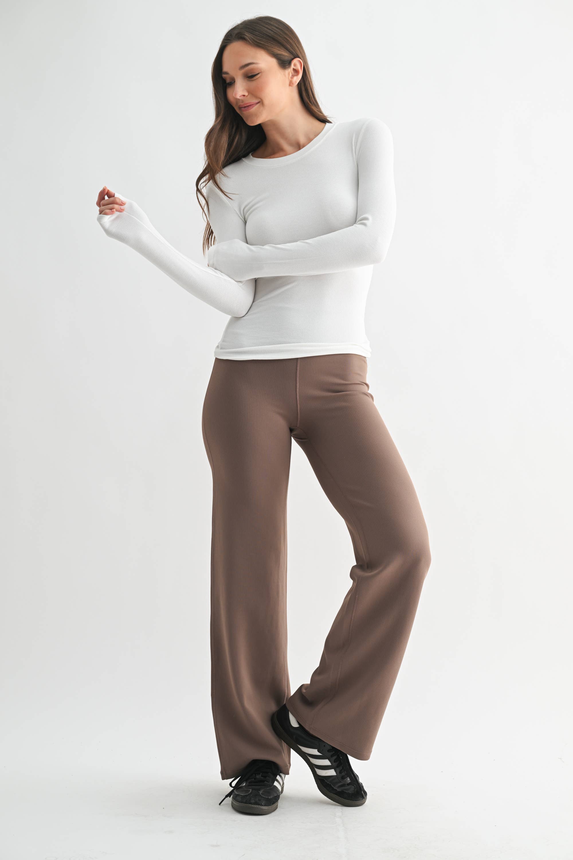 Jacquard Wide Leg Pant: Taupe