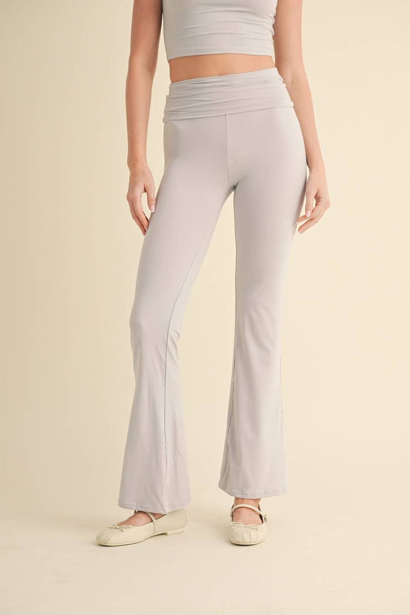Foldover Flare Pants:Choc.