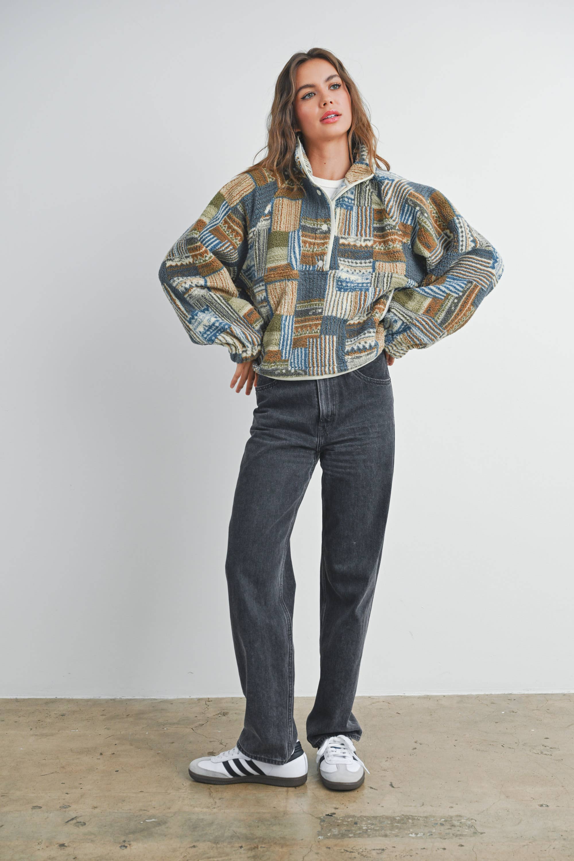 Patchwork Sweatshirt :Taupe/Multi