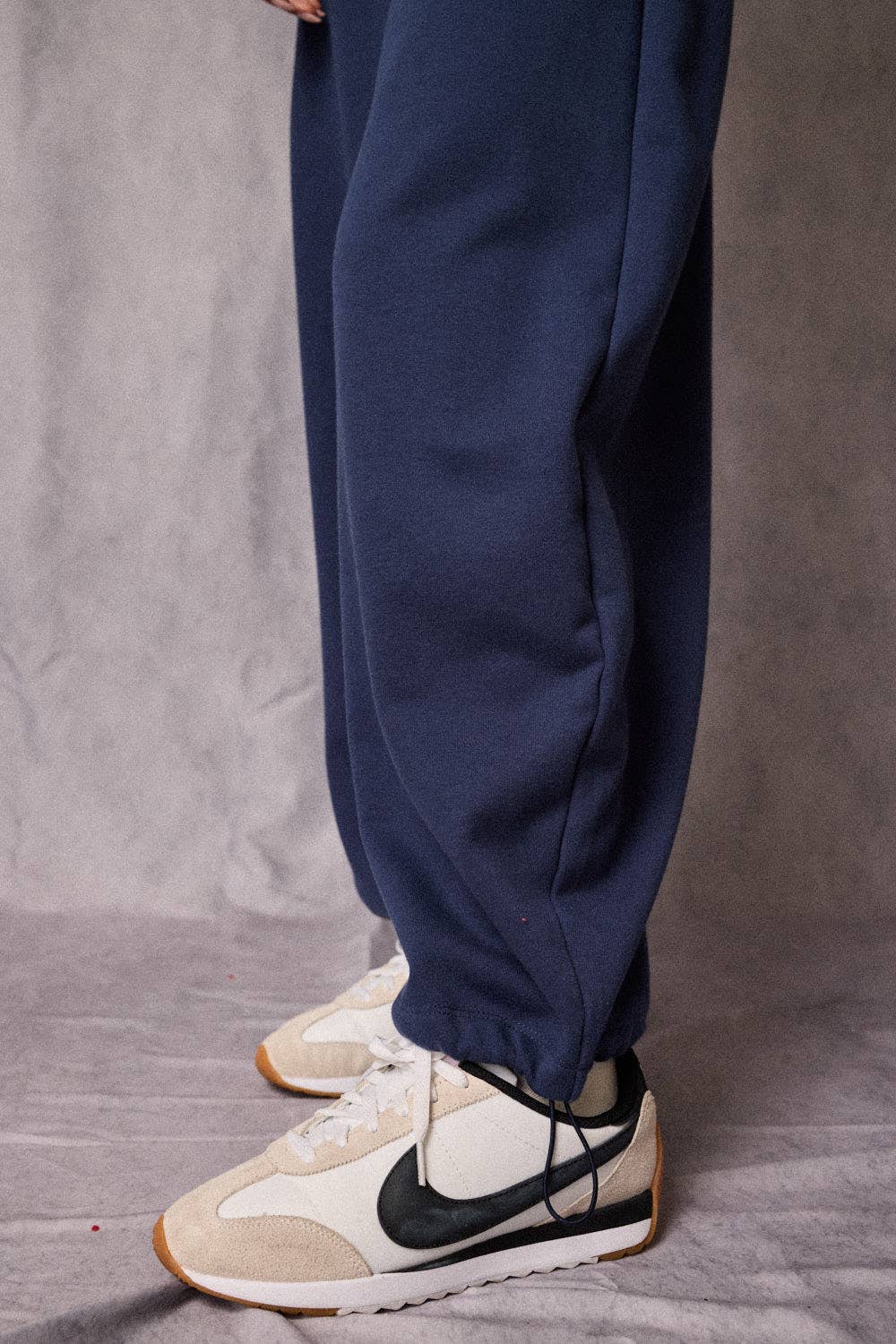 Wide Jogger Pants: Navy