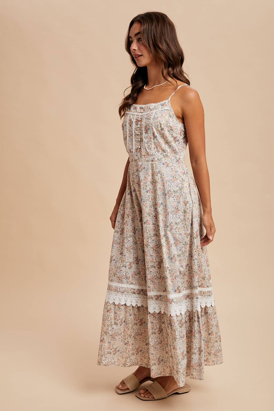 Floral Lace MaxiI Dress: Lt. Blue