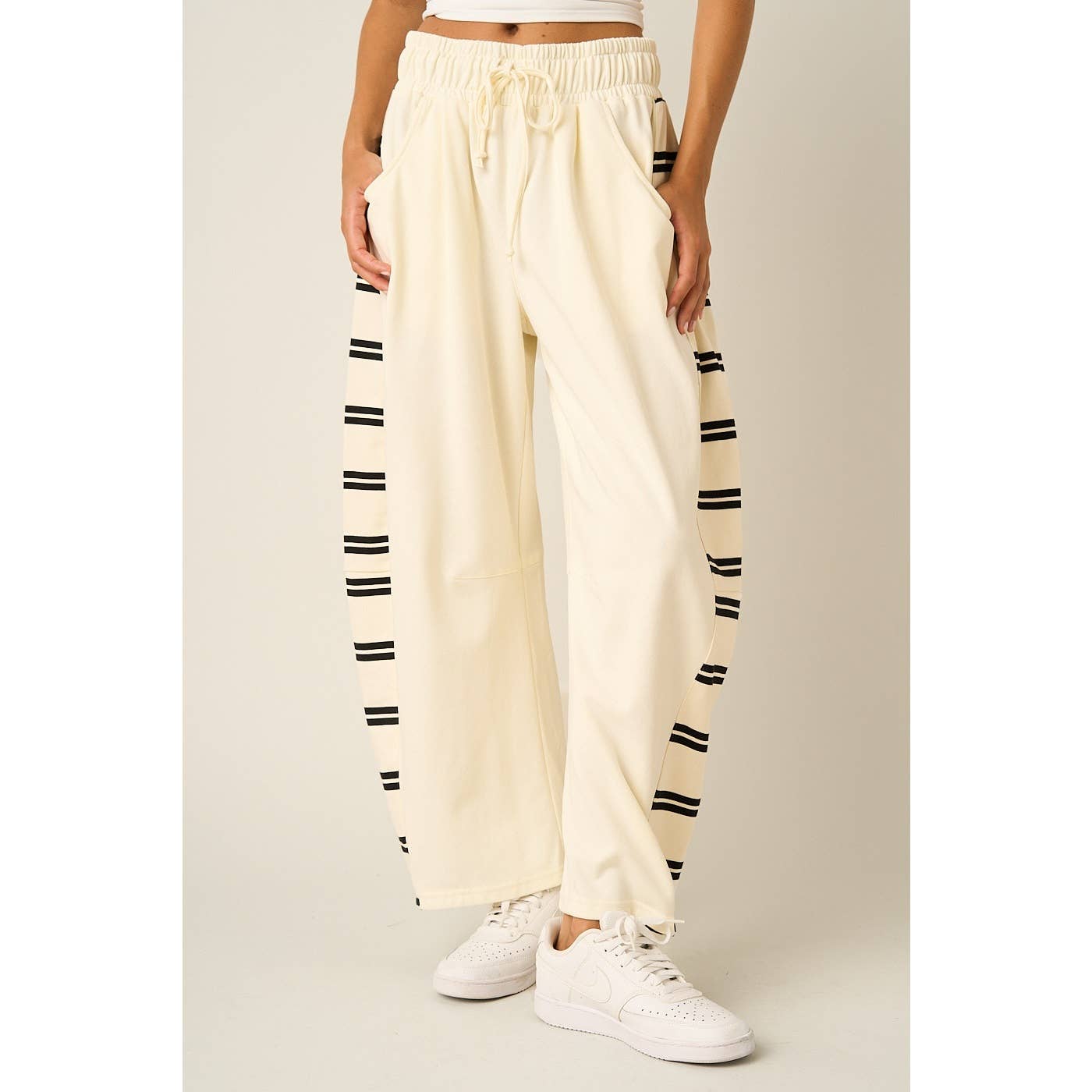 Striped Side Panel Barrel Pants