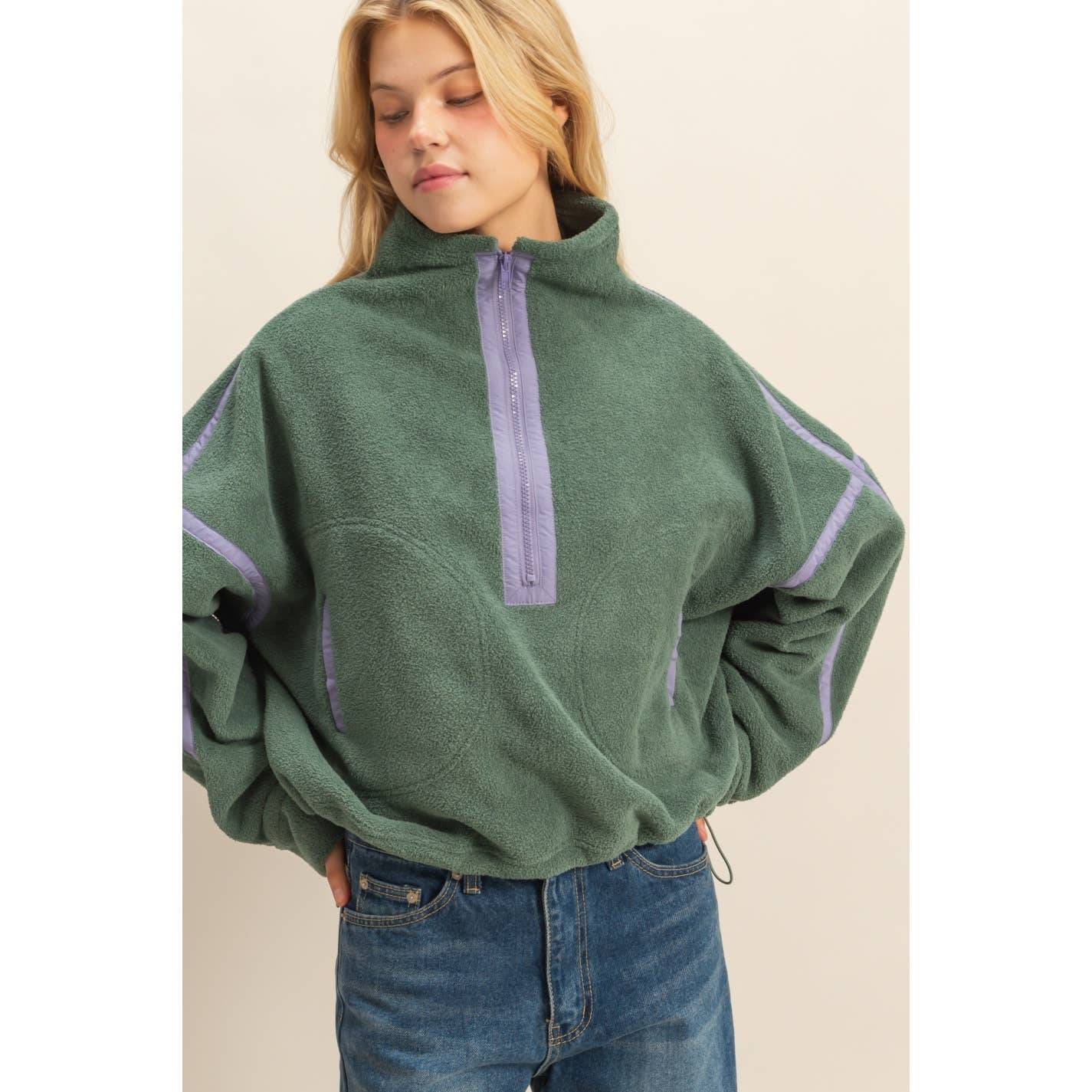 Fleece Pullover Jacket: Pistachio