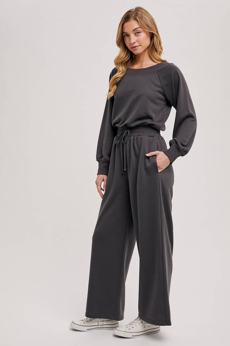 OFF THE SHOULDER JUMPSUIT: