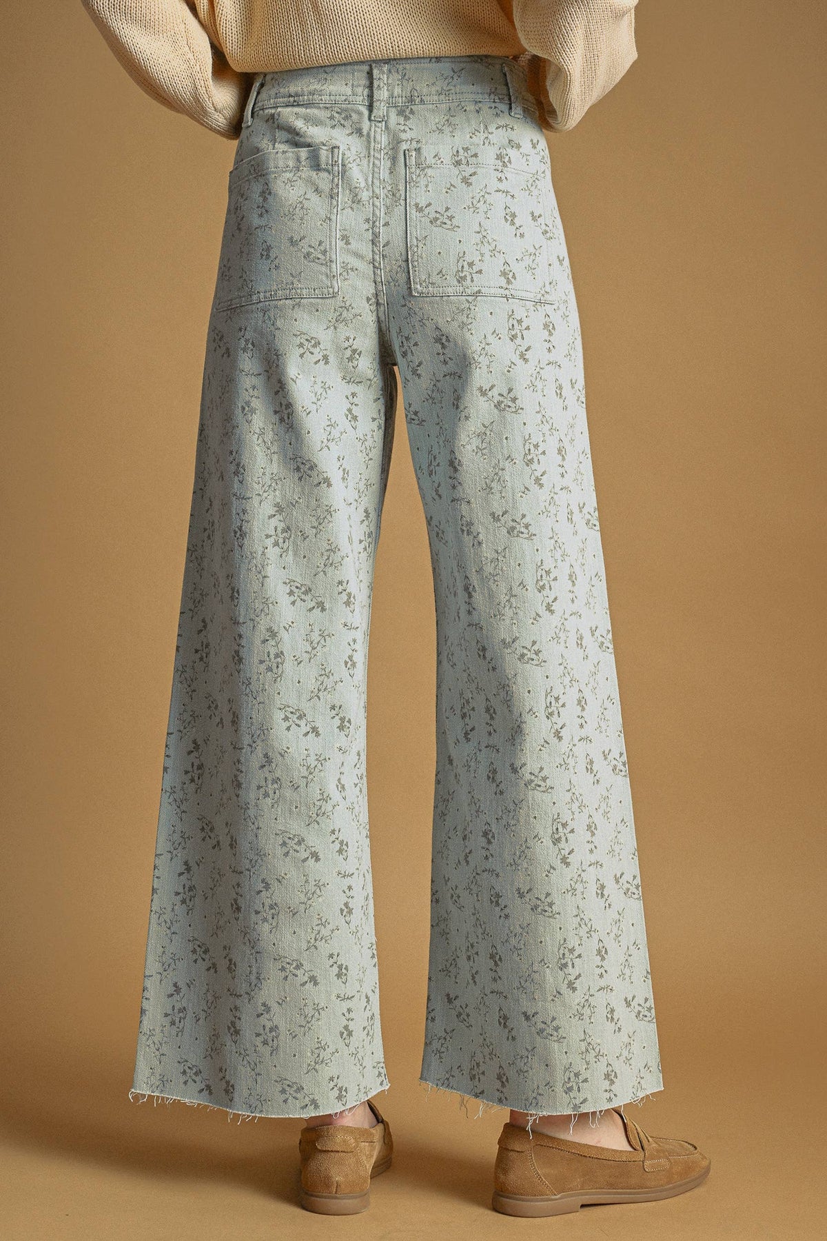 Floral Stretched Pants: Blue Haze