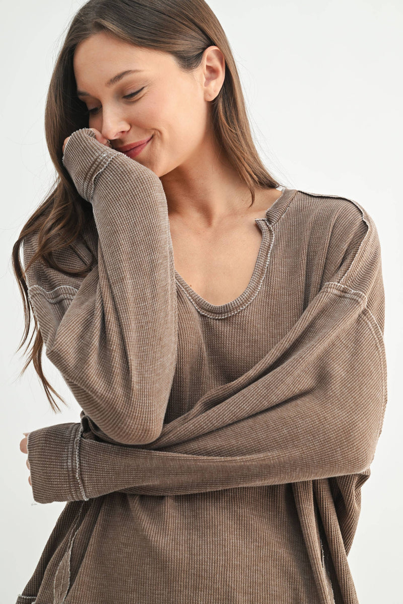 Waffle Knit Oversized:PLUM