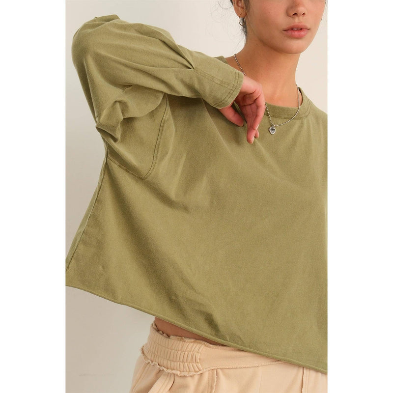 WASHED OVERSIZED TOP: MOSS