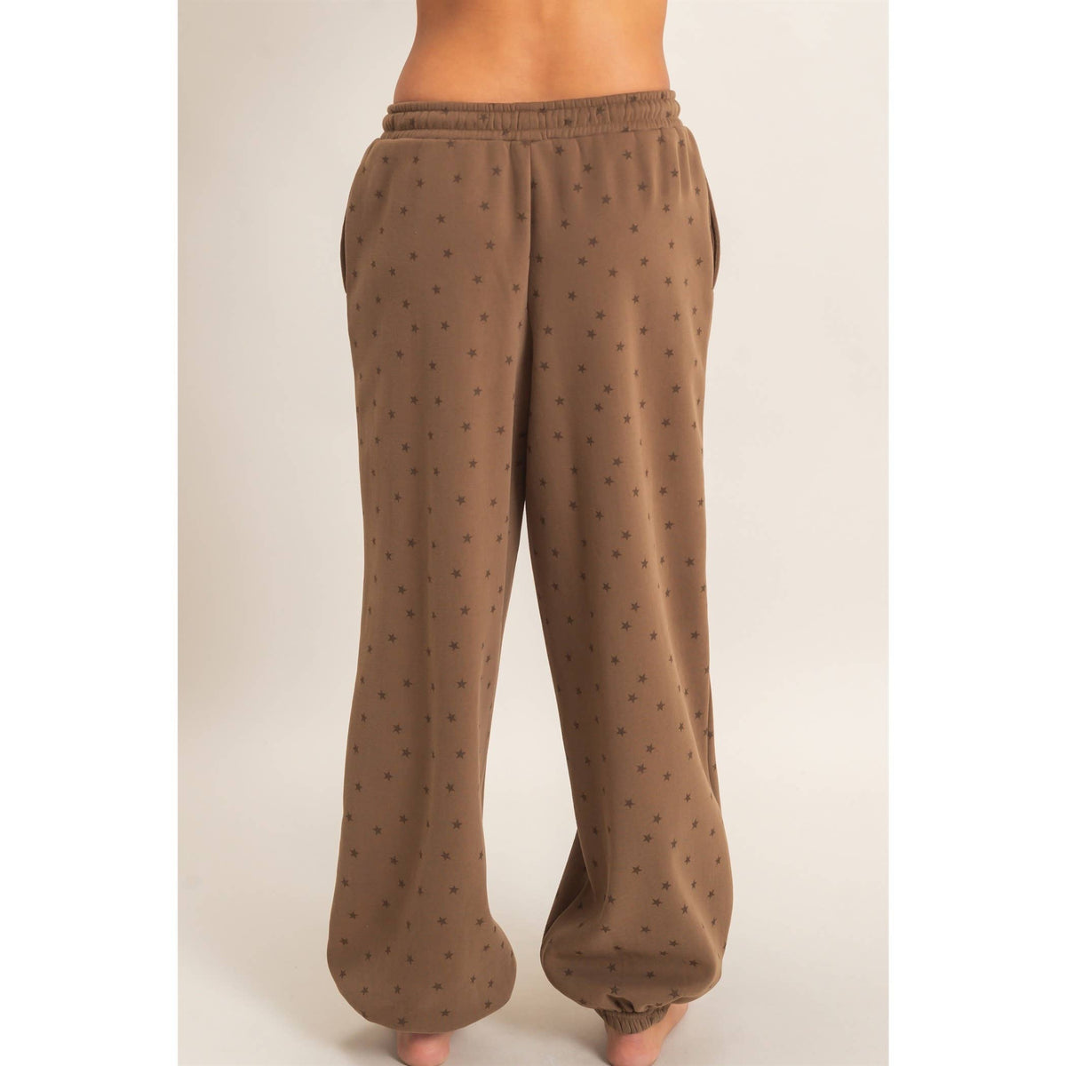 Star Print Jogger: Mocha