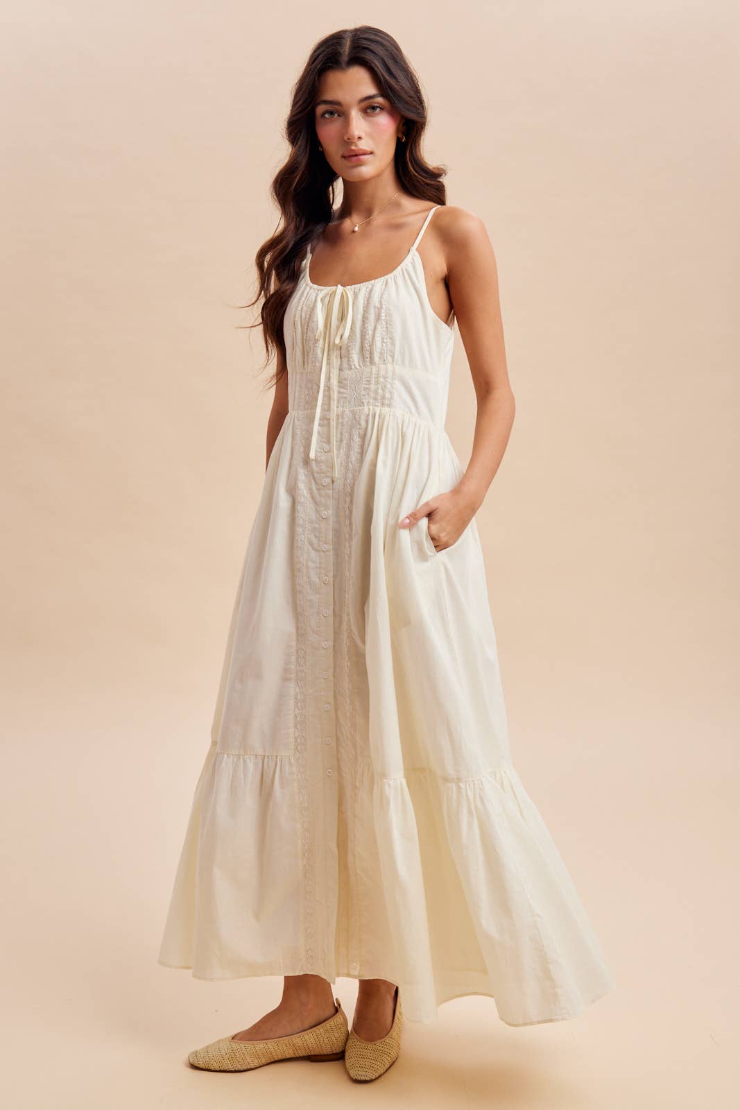 Gathered Maxi Dress: Buttercream
