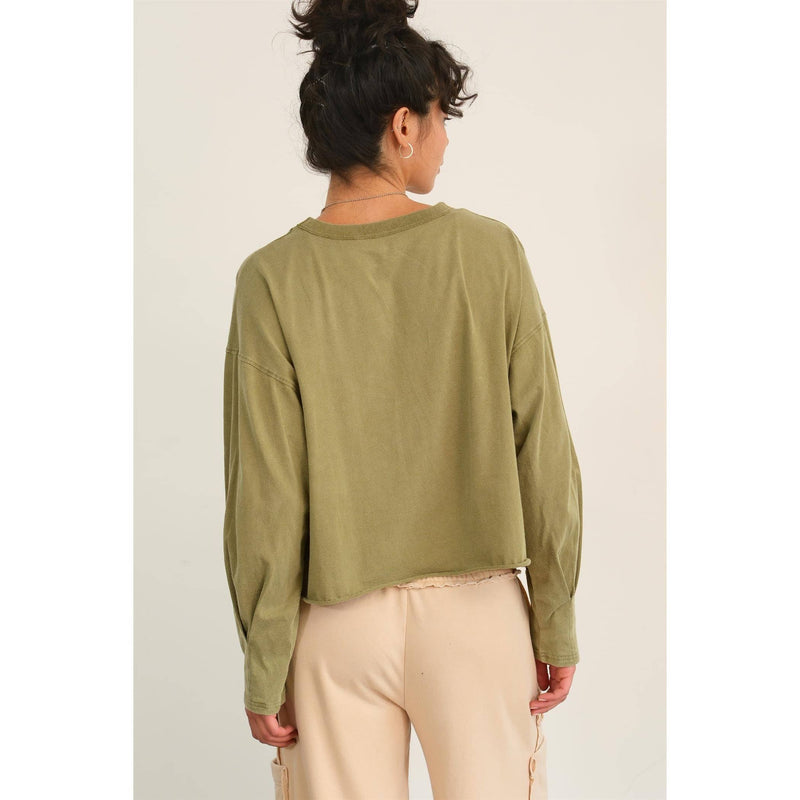 WASHED OVERSIZED TOP: MOSS