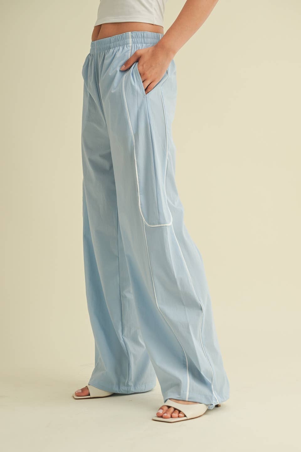 Nylon Track Pants- Blue