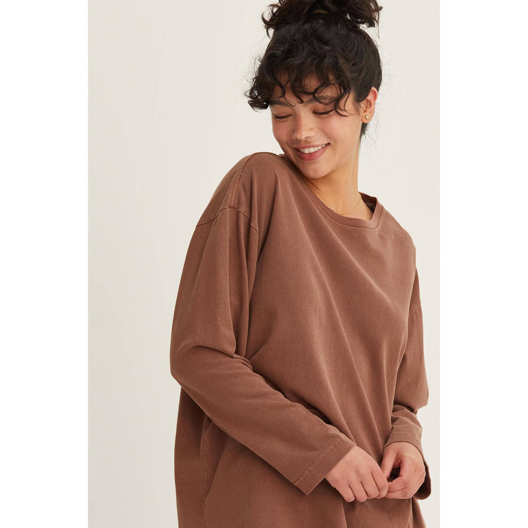 OVERSIZED LONG SLEEVE TEE: CHESTNUT