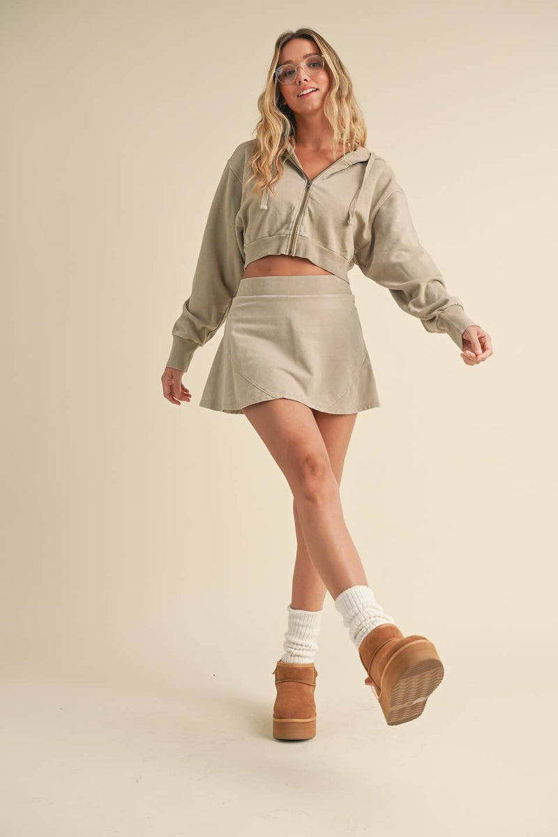 Mineral Wash  Crop Hoodie
