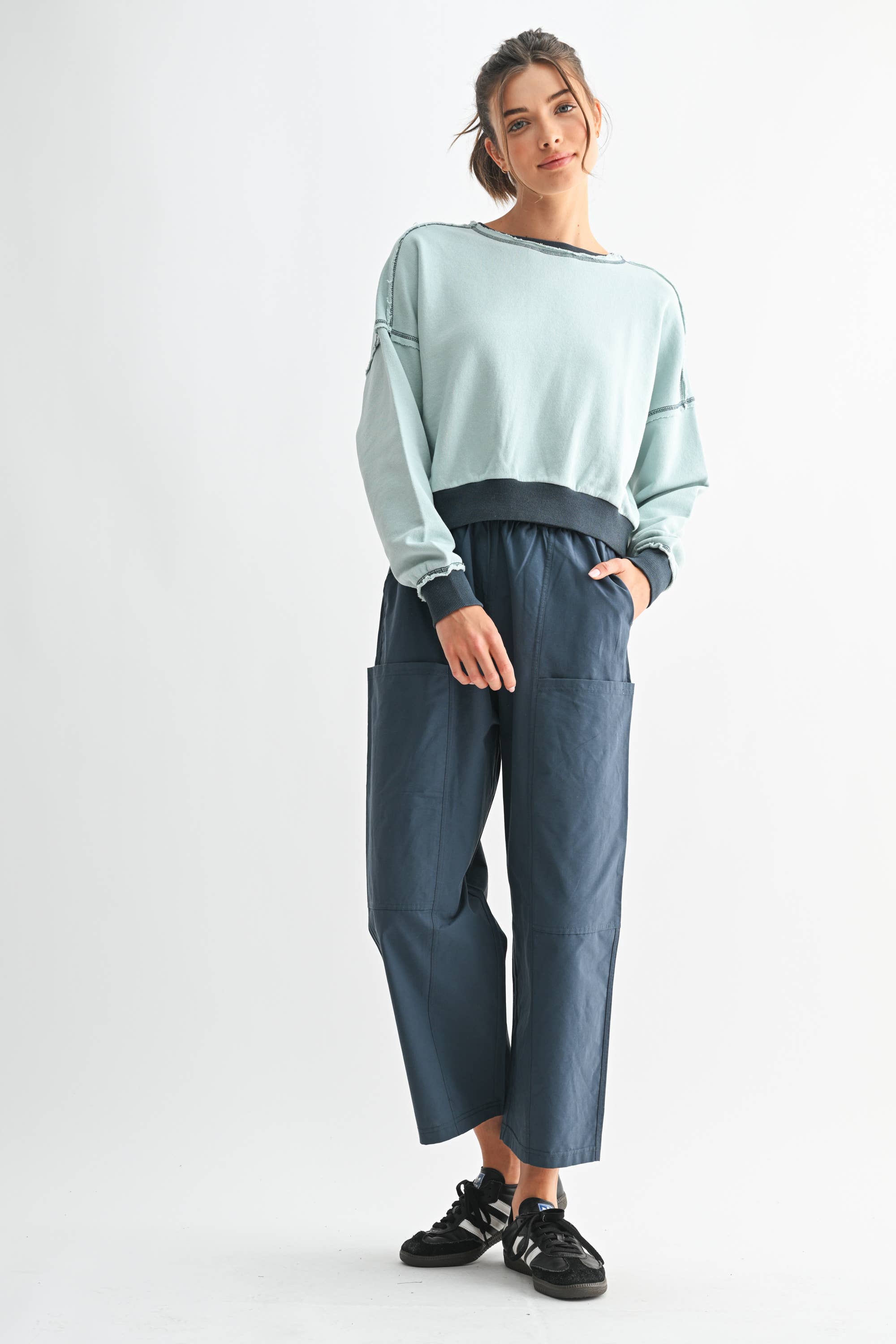EchoWash Cotton Crewneck:Blue