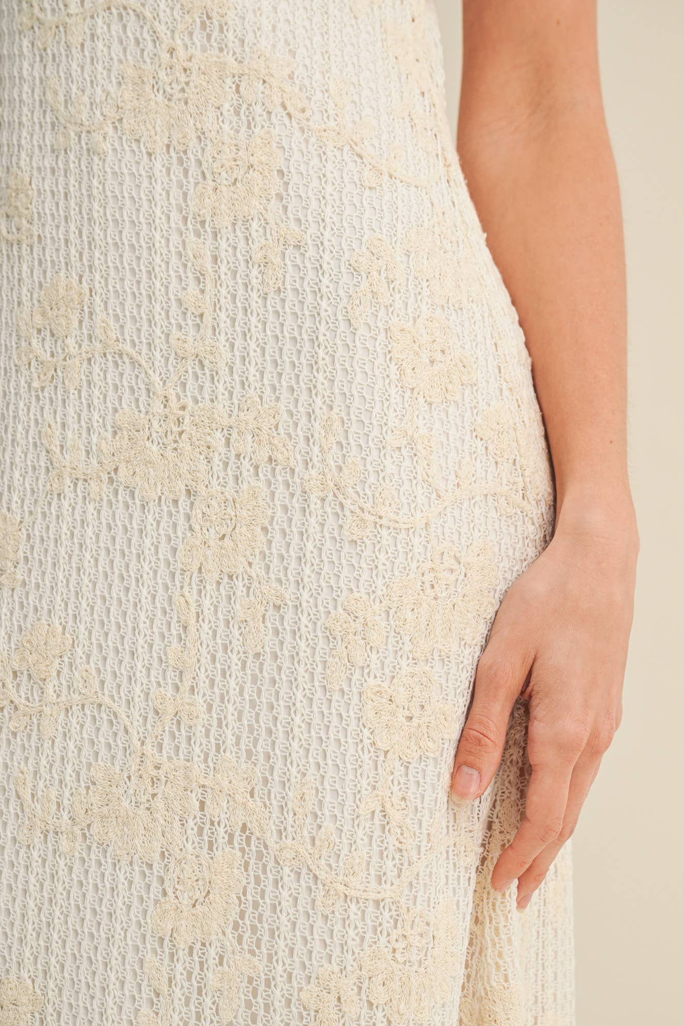Square Neck Beaded Toggle Knit Dress