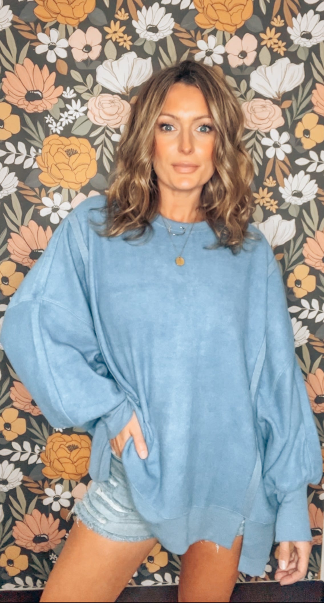 Reverse-Seam Oversized Sweatshirt