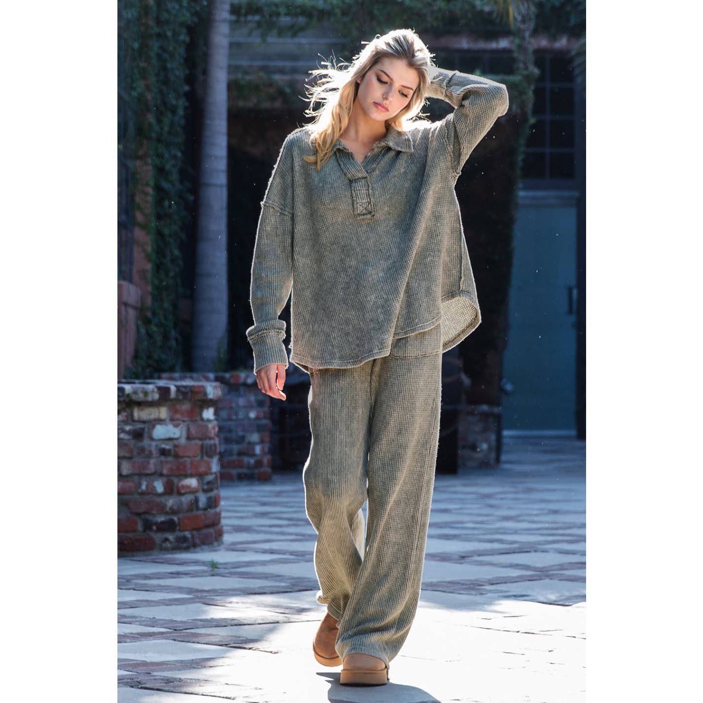 Waffle Sweatpants: Olive