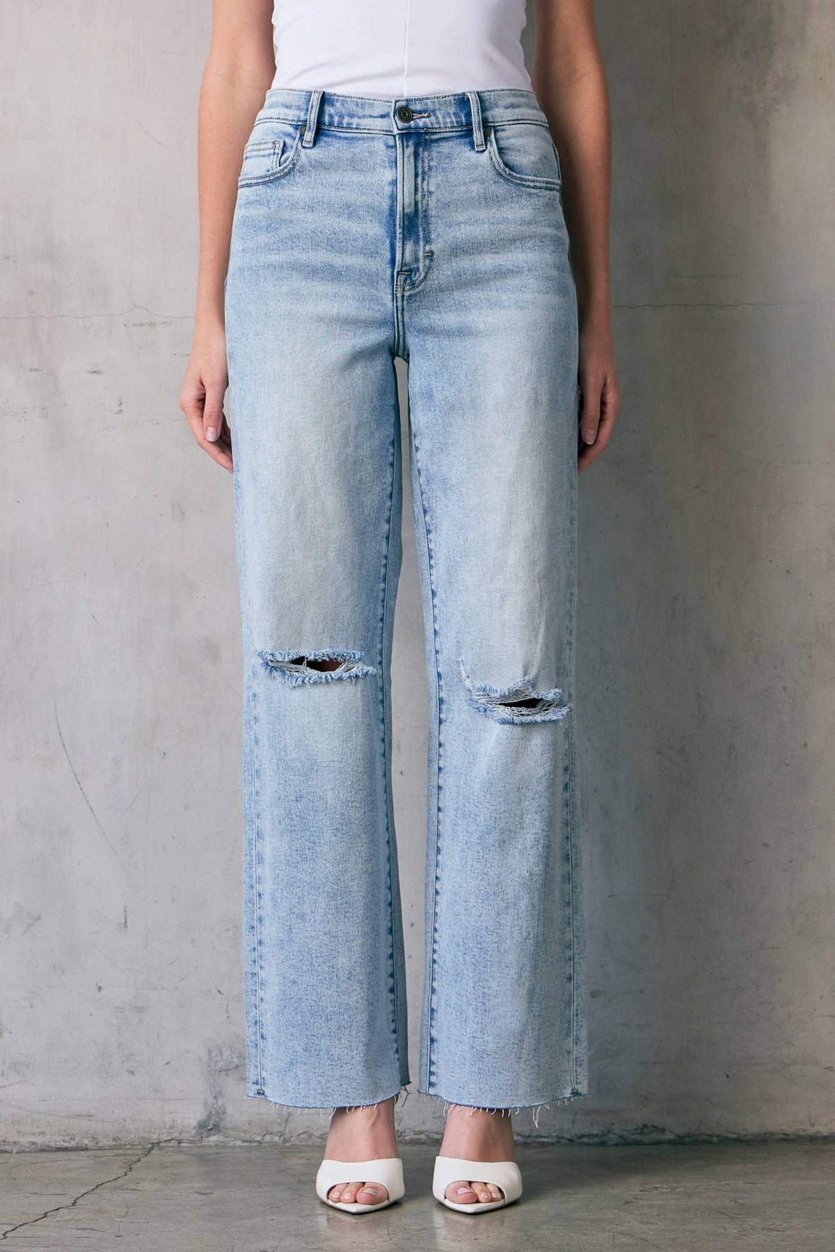 Distressed  Dad Jeans:
