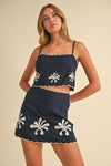 Linen Embroidery Set: NAVY