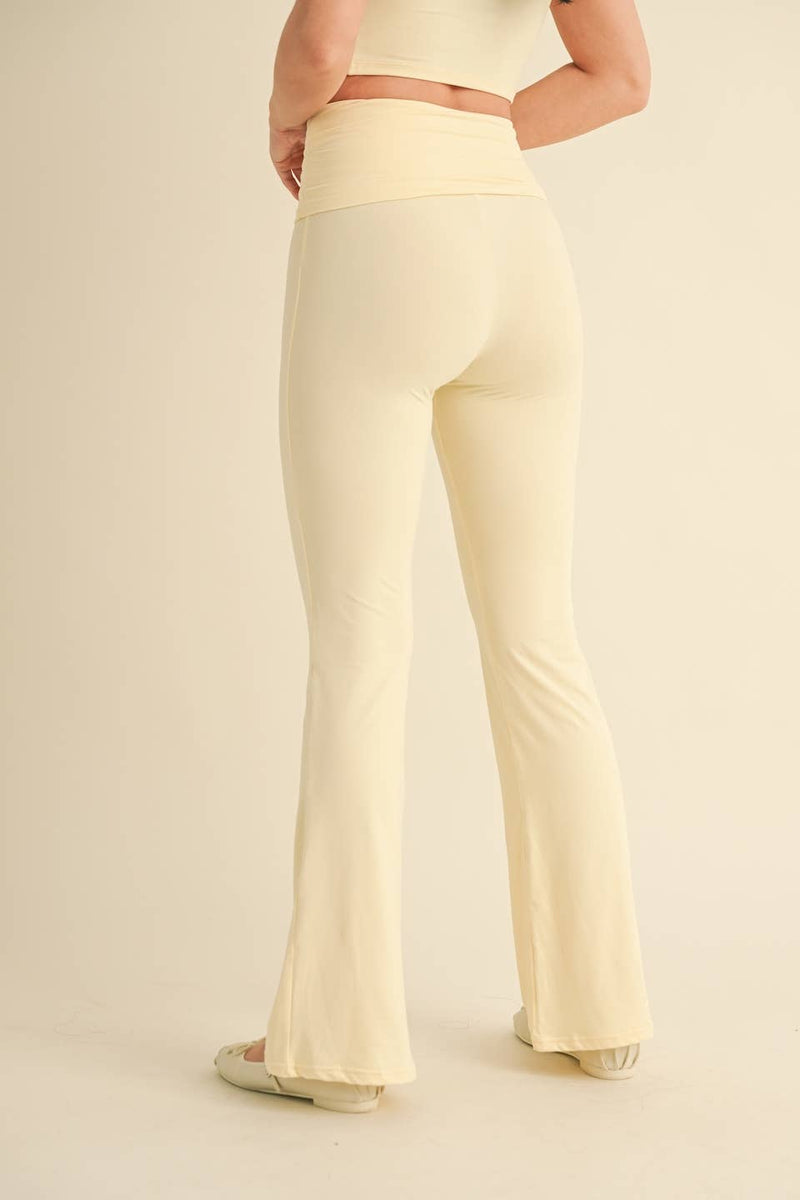 Foldover Flare Pants:Choc.
