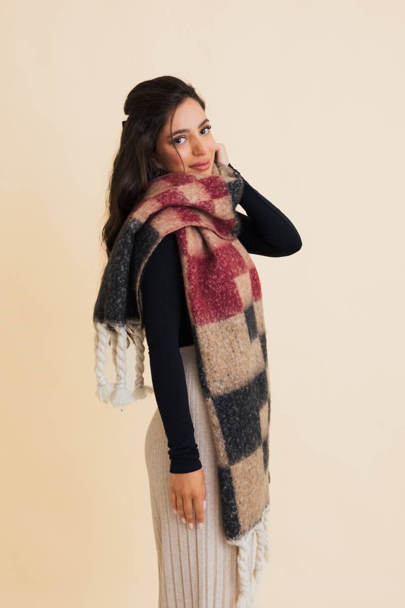 Multi Colored Checkered Scarf: